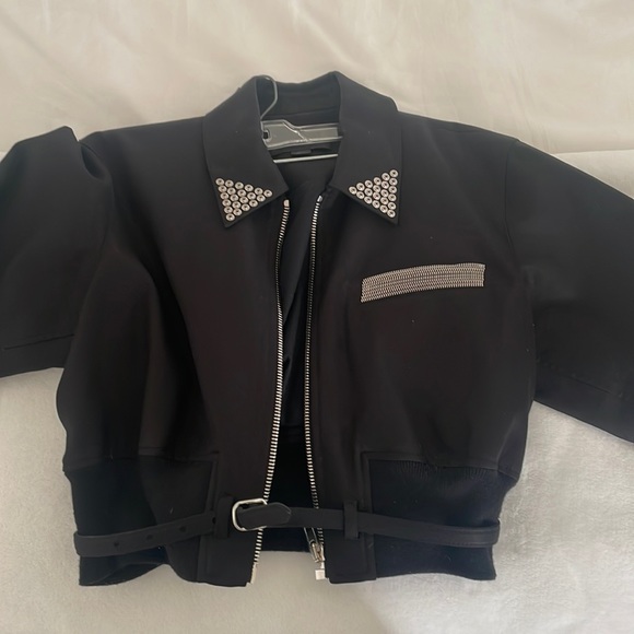 Alexander Wang Cropped Studded Collared Jacket - Picture 2 of 6